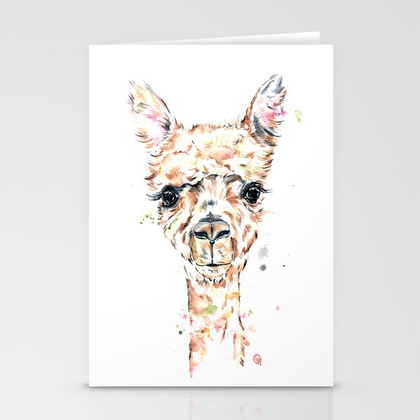 Llama Llama Colorful Watercolor Painting Stationery Cards By