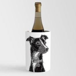 Black & White Whippet Dog Portrait Linocut Wine Chiller