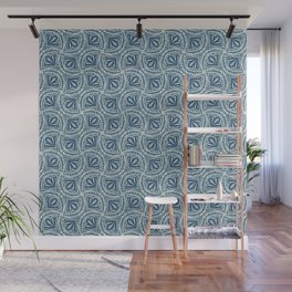 Textured Fan Tessellations in Navy Blue and White Wall Mural