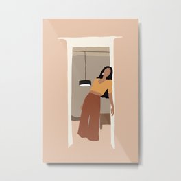 Abtsract WOMAN AT HOME Metal Print | Design, Living Room, Illustration, Contemporary, Art, Minimal, Abstract, Acrylic, Colorful, Simple 