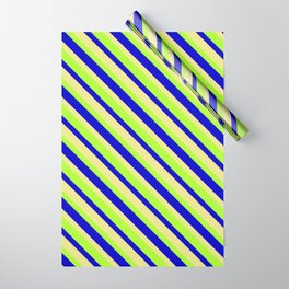 [ Thumbnail: Light Green, Blue, and Tan Colored Pattern of Stripes Wrapping Paper ]