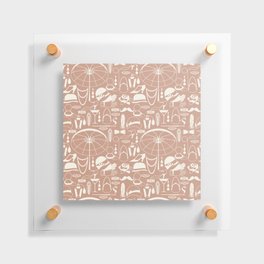 White Old-Fashioned 1920s Vintage Pattern on Light Brown Floating Acrylic Print