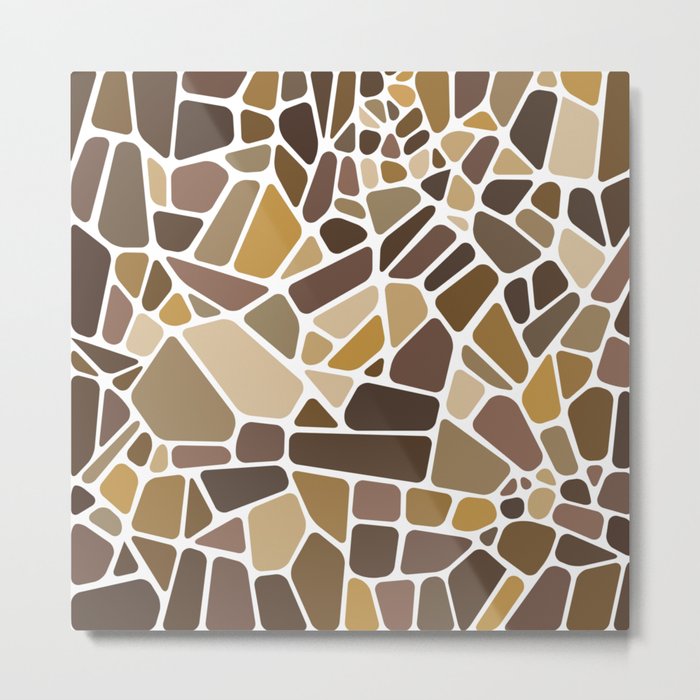 Brown Mosaic Tiles Pattern Metal Print