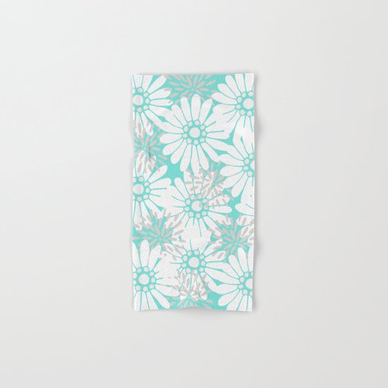 Summer Flowers Turquoise Hand & Bath Towel