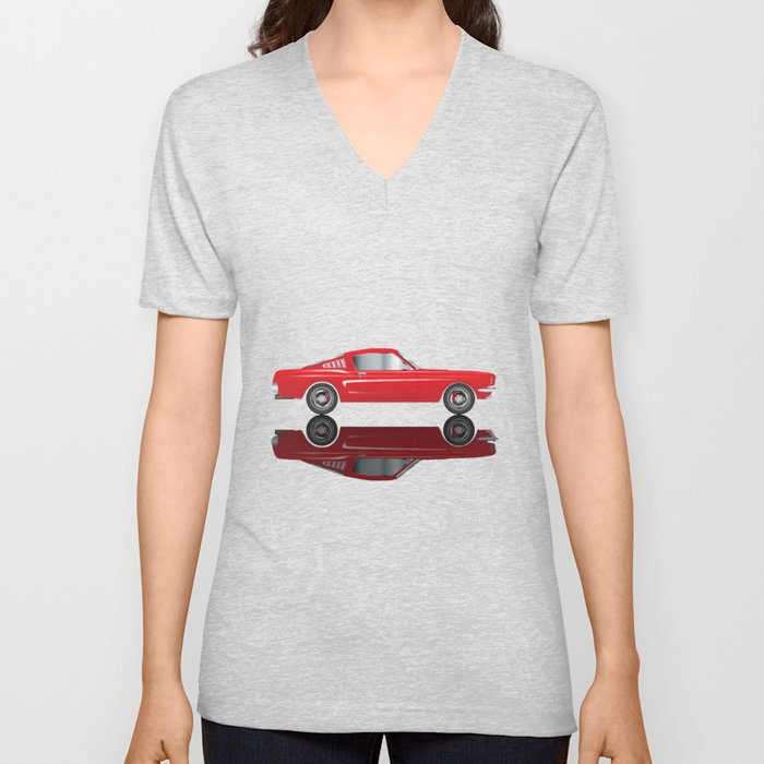 Very Fast Red Car V Neck T Shirt