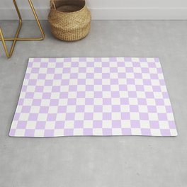 Large Chalky Pale Lilac Pastel Color and White Checkerboard Area & Throw Rug