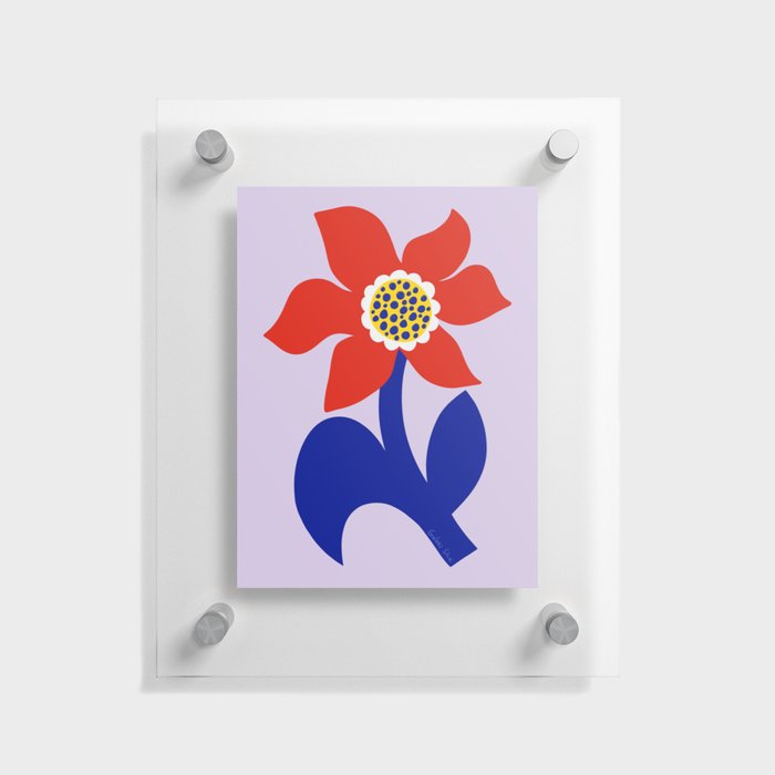 Blue Red Flower Floating Acrylic Print