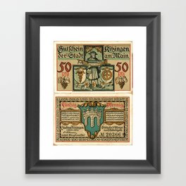 50 Pfennig Notgeld banknote of Kitzingen (1921) Framed Art Print