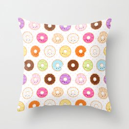 Happy Cute Donuts Pattern Throw Pillow