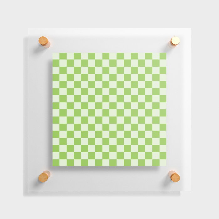 Checkerboard Mini Check Pattern Lime Green Floating Acrylic Print
