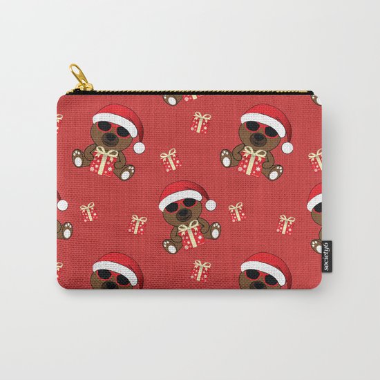 Cool Santa Bear with sunglasses and Christmas gifts pattern Carry-All Pouch