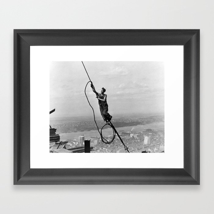 Lewis Hine - Icarus, Empire State Building, 1930 Framed Art Print