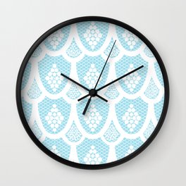 Palm Springs Poolside Retro Blue Lace Wall Clock