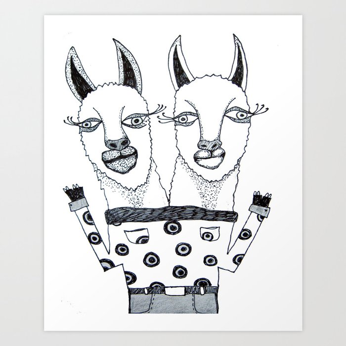 The Llama Sistahs Art Print