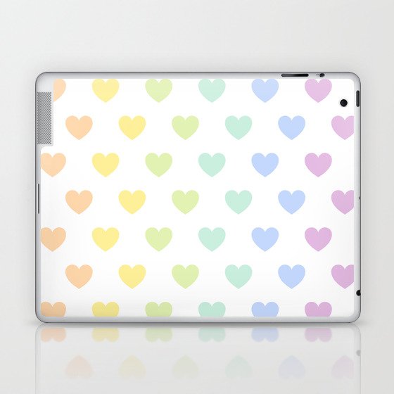 Pastel Rainbow Hearts Pattern Laptop & iPad Skin
