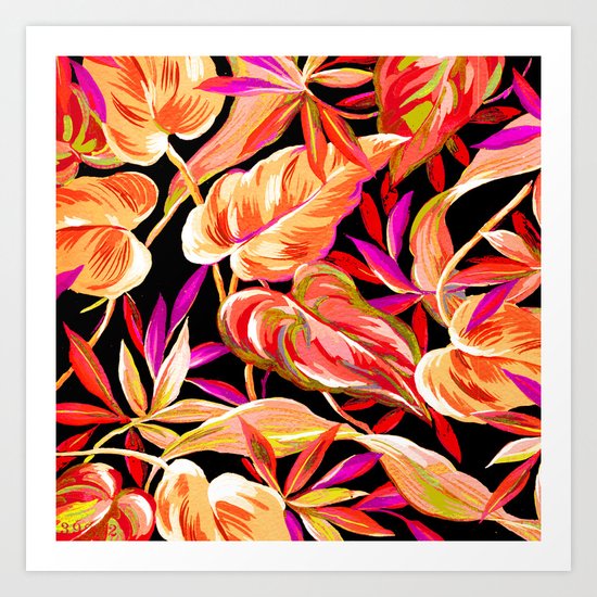 fall tropical leaves Art Print