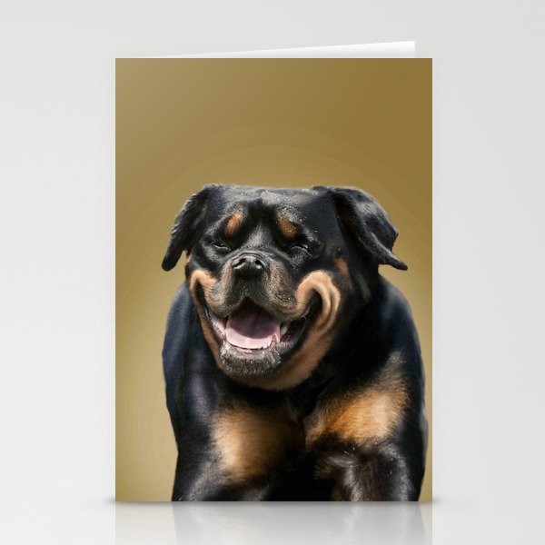 Happy Rottweiler Dog Selfie Portrait Stationery Cards