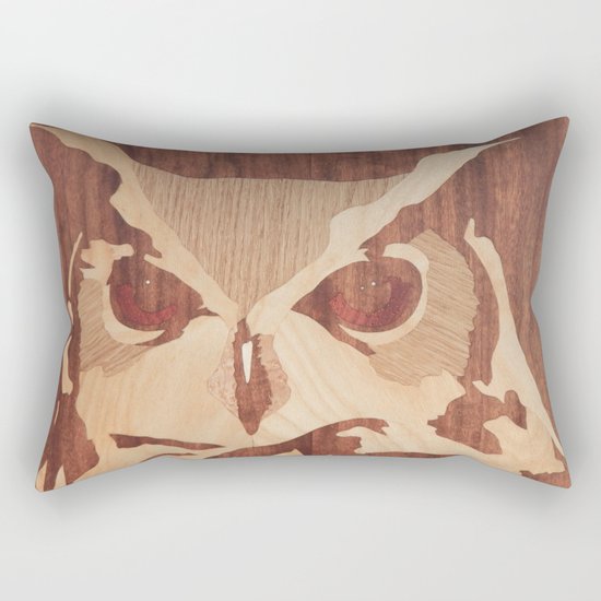 Owl marquetry art picture Rectangular Pillow