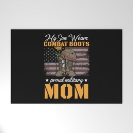 My Son Wears Combat Boots Proud Military Mom Welcome Mat