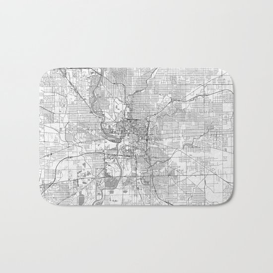 Indianapolis Map Line Bath Mat