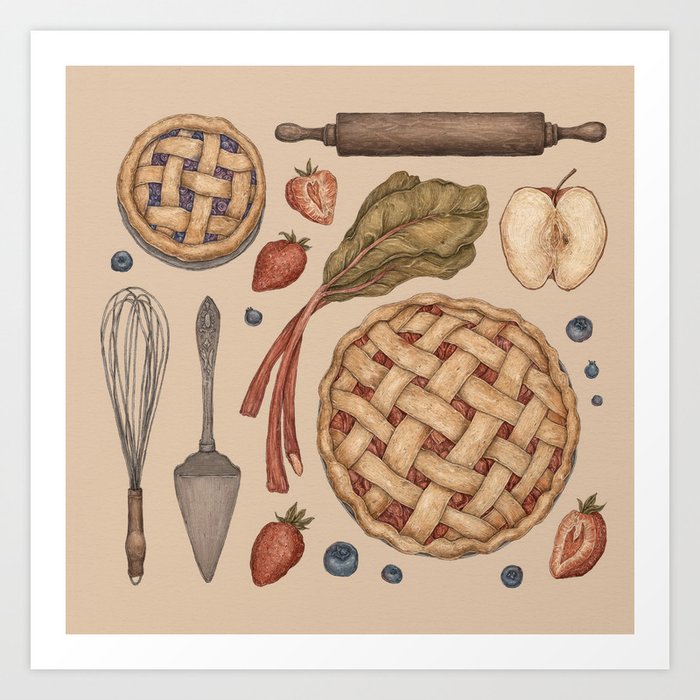 Pie Baking Collection Art Print