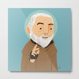 Saint Padre Pio of Pietrelcina Metal Print | Portrait, Christian, Saintpio, Religion, Sainthood, Italy, Pietrelcina, Illustration, Religious, Catholic 