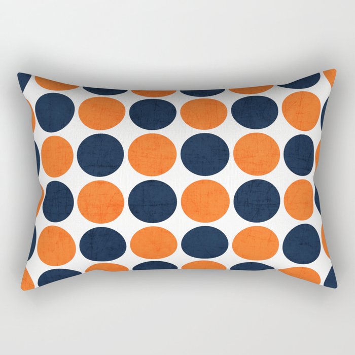 navy and orange dots Rectangular Pillow