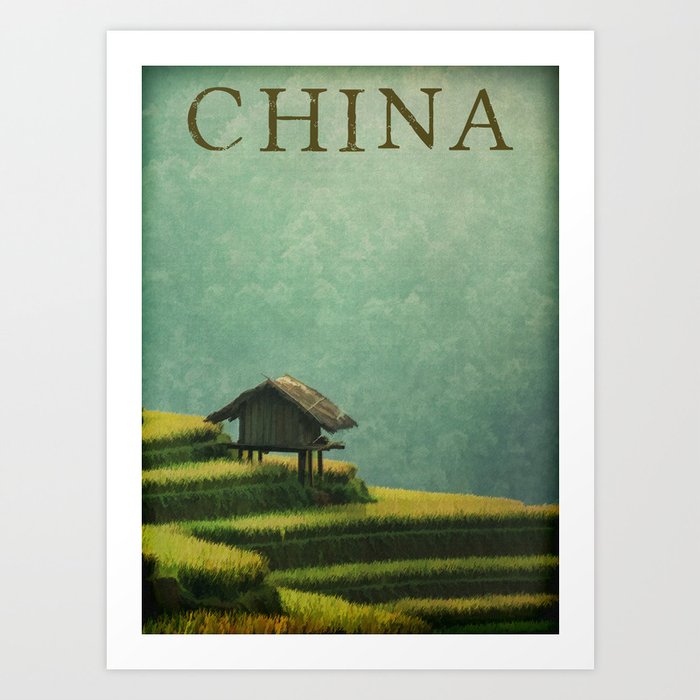 China Travel Poster Vintage Style Art Print By Blackhemlock Society6