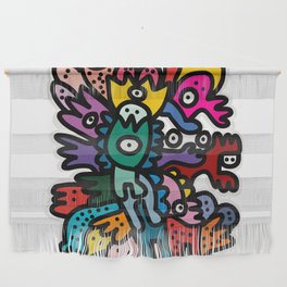 Cool Street Art Fun Multicolor Creatures Wall Hanging