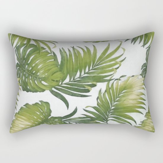 Monstera and palm leaves Rectangular Pillow