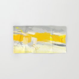 Grey and Yellow Abstract Art Painting Hand & Bath Towel