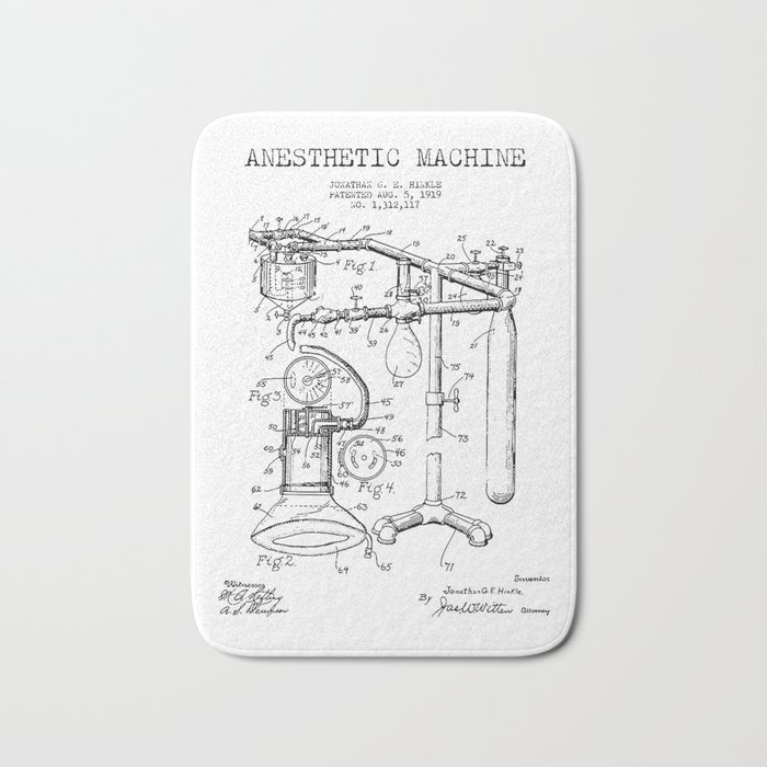Vintage Anesthesia Gas Machine Bath Mat