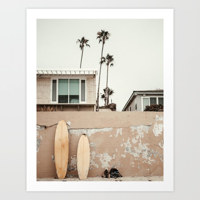 San Diego Surfing Kunstdrucke | Fotografie, San-diego, California, Surfing, Palm-trees, Surfen, Surfboard, Summer, Strand, Ozean