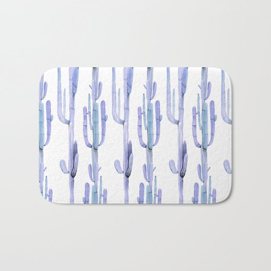 Blue Cactus Stack Pattern Bath Mat