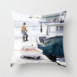 Lobster Boat Throw Pillow