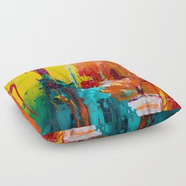 Mid Century Colorful Abstract Floor Pillow