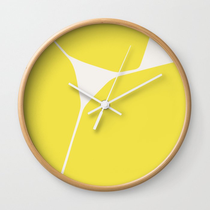 The Betsy Collection Minimalist Modern Floral in Yellow Wall Clock