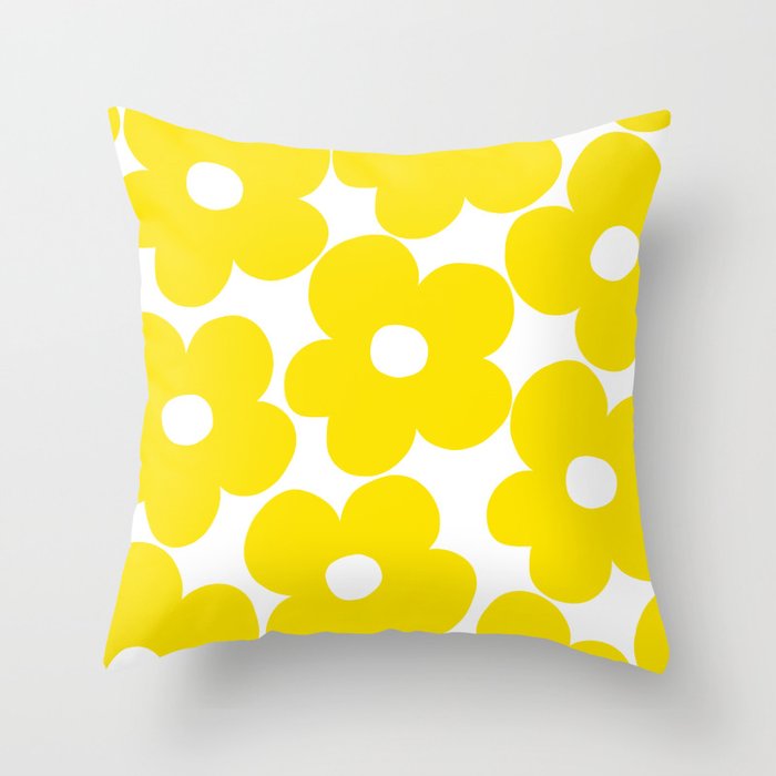 Retro Neon Yellow Daisies #1 #decor #art #society6 Throw Pillow