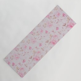 Modern Vintage Blush Pink  Romantic Floral Pattern Yoga Mat