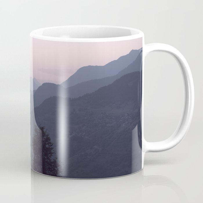 Soft pink sunrise in the french alps - mountain summer view - nature and travel photography Coffee Mug