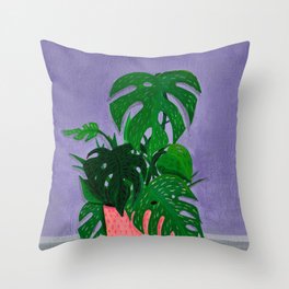 Monstera Painting Number One Throw Pillow