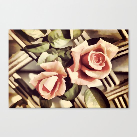 Vintage Rose Garden - Painterly Canvas Print