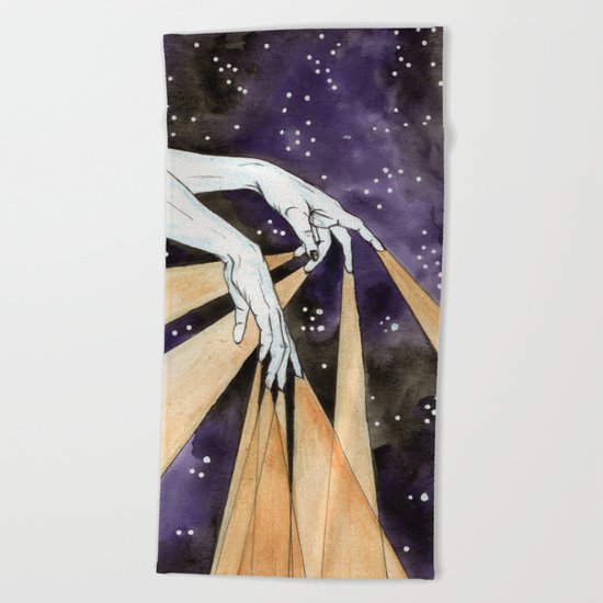 magic fingers in space Beach Towel