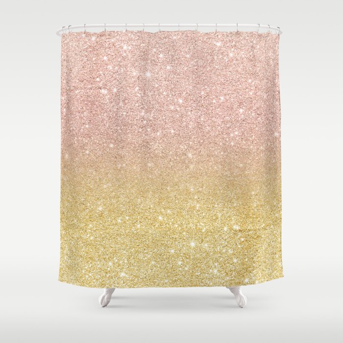 Modern rose gold glitter ombre gold glitter Shower Curtain