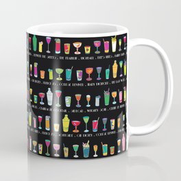 Line em Up! - Prohibition Cocktails pattern on black Coffee Mug