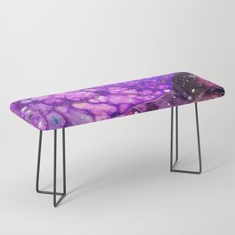 Neon marble space #3: purple, gold, stars Bench