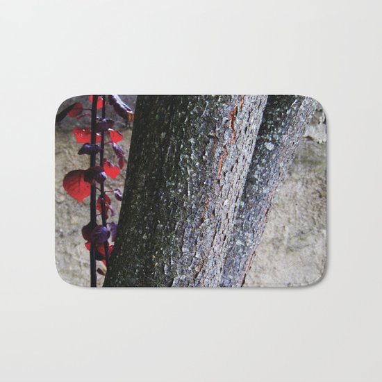 Urban tree with red leaves Bath Mat