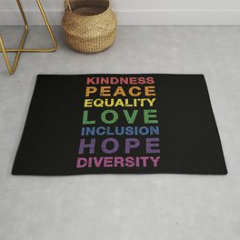 Kindness peace equality rainbow flag for pride month Area & Throw Rug