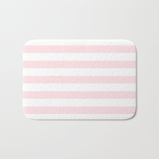 Stripes Pink Flamingo on White Bath Mat
