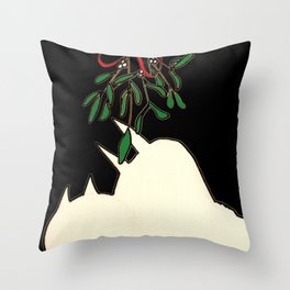 mistletoe kiss Throw Pillow